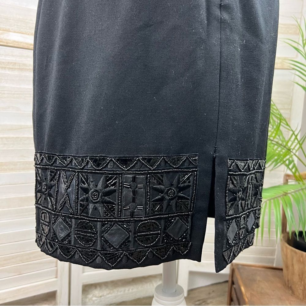 Vintage ERAZ Embellished Beaded Black Wool Skirt 10 - Picture 4 of 9